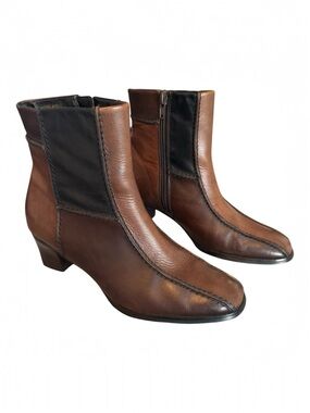 Infinity Leather Patchwork Ankle Boots Women’s Size 6.5